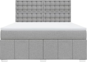 vidaXL Łóżko kontynentalne z materacem, jasnoszare, tkanina, 180x200cm 4