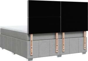 vidaXL Łóżko kontynentalne z materacem, jasnoszare, tkanina, 180x200cm 6