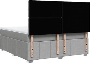 vidaXL Łóżko kontynentalne z materacem, jasnoszare, tkanina, 180x200cm 6