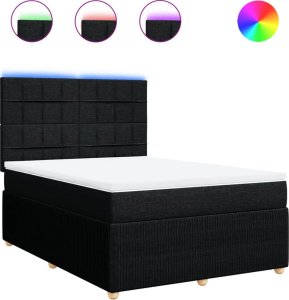 vidaXL vidaXL Łóżko kontynentalne z materacem, czarne, tkanina 140x200 cm 2