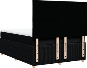 vidaXL vidaXL Łóżko kontynentalne z materacem, czarne, tkanina 140x200 cm 8