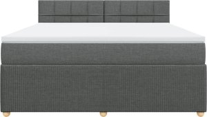 vidaXL Łóżko kontynentalne z materacem, ciemnoszara tkanina 180x200 cm 4