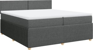 vidaXL Łóżko kontynentalne z materacem, ciemnoszara tkanina 200x200 cm 2
