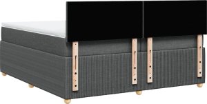 vidaXL Łóżko kontynentalne z materacem, ciemnoszara tkanina 200x200 cm 6