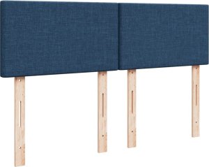 vidaXL Łóżko kontynentalne z materacem, niebieskie, tkanina 140x200 cm 7