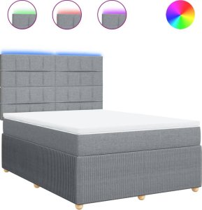 vidaXL vidaXL Łóżko kontynentalne z materacem, jasnoszare, tkanina 160x200 cm 2