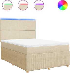 vidaXL vidaXL Łóżko kontynentalne z materacem, kremowe, tkanina, 160x200 cm 2