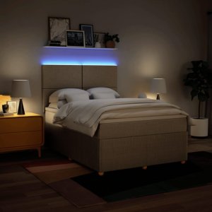 vidaXL vidaXL Łóżko kontynentalne z materacem, kremowe, tkanina, 160x200 cm 4