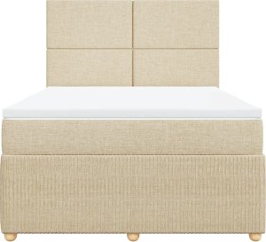 vidaXL vidaXL Łóżko kontynentalne z materacem, kremowe, tkanina, 160x200 cm 6
