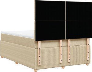 vidaXL vidaXL Łóżko kontynentalne z materacem, kremowe, tkanina, 160x200 cm 8