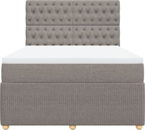 vidaXL vidaXL Łóżko kontynentalne z materacem, taupe, tkanina, 160x200 cm 6