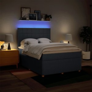 vidaXL vidaXL Łóżko kontynentalne z materacem, niebieskie, tkanina, 160x200cm 4