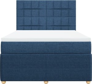 vidaXL vidaXL Łóżko kontynentalne z materacem, niebieskie, tkanina, 160x200cm 6