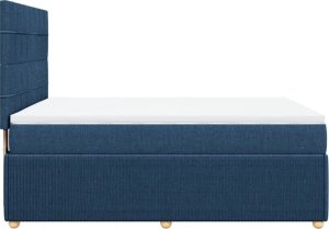 vidaXL vidaXL Łóżko kontynentalne z materacem, niebieskie, tkanina, 160x200cm 7