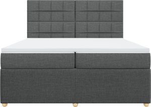 vidaXL vidaXL Łóżko kontynentalne z materacem, ciemnoszara tkanina 200x200 cm 6