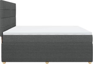 vidaXL vidaXL Łóżko kontynentalne z materacem, ciemnoszara tkanina 200x200 cm 7