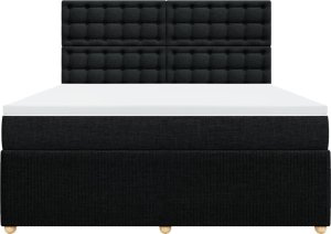 vidaXL vidaXL Łóżko kontynentalne z materacem, czarne, tkanina 180x200 cm 6