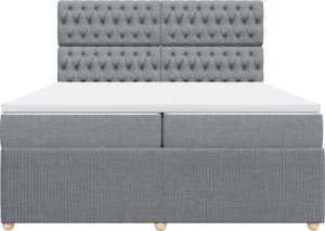 vidaXL vidaXL Łóżko kontynentalne z materacem, jasnoszare, tkanina 200x200 cm 6