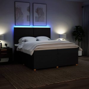 vidaXL vidaXL Łóżko kontynentalne z materacem, czarne, tkanina, 200x200 cm 4