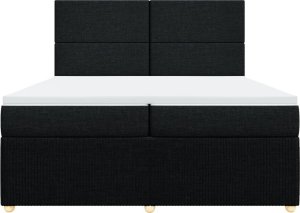 vidaXL vidaXL Łóżko kontynentalne z materacem, czarne, tkanina, 200x200 cm 6