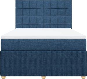 vidaXL Łóżko kontynentalne z materacem, niebieskie, tkanina 140x200 cm 4