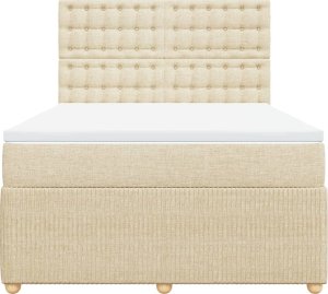 vidaXL Łóżko kontynentalne z materacem, kremowe, tkanina, 140x200 cm 4