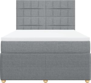 vidaXL Łóżko kontynentalne z materacem, jasnoszare 140x200 cm, tkanina 4