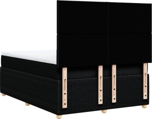 vidaXL Łóżko kontynentalne z materacem, czarne, tkanina 160x200 cm 6