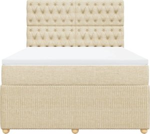 vidaXL vidaXL Łóżko kontynentalne z materacem, kremowe, tkanina, 140x200 cm 3
