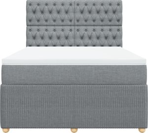 vidaXL Łóżko kontynentalne z materacem, jasnoszare, tkanina 160x200 cm 4