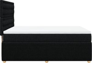 vidaXL Łóżko kontynentalne z materacem, czarne, tkanina 160x200 cm 5
