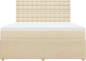 vidaXL Łóżko kontynentalne z materacem, kremowe, tkanina, 180x200 cm 4