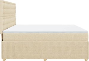 vidaXL Łóżko kontynentalne z materacem, kremowe, tkanina, 180x200 cm 5