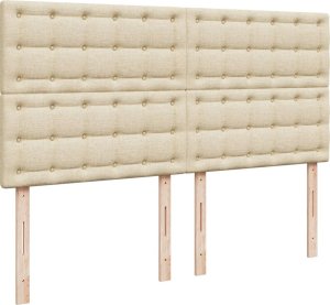 vidaXL Łóżko kontynentalne z materacem, kremowe, tkanina, 180x200 cm 7