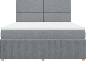 vidaXL Łóżko kontynentalne z materacem, jasnoszare, tkanina, 180x200cm 4