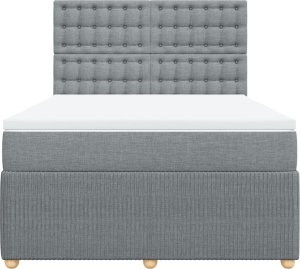 vidaXL Łóżko kontynentalne z materacem, jasnoszare, tkanina 160x200 cm 4