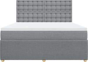 vidaXL Łóżko kontynentalne z materacem, jasnoszare, tkanina, 180x200cm 4