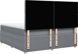 vidaXL Łóżko kontynentalne z materacem, jasnoszare, tkanina, 180x200cm 6