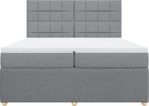 vidaXL Łóżko kontynentalne z materacem, jasnoszare, tkanina 200x200 cm 4