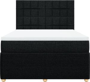 vidaXL Łóżko kontynentalne z materacem, czarne, tkanina, 140x190 cm 4