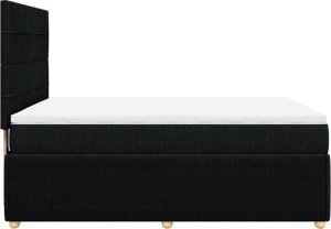 vidaXL Łóżko kontynentalne z materacem, czarne, tkanina, 140x190 cm 5