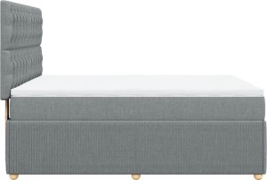 vidaXL Łóżko kontynentalne z materacem, jasnoszare, tkanina, 140x190cm 5