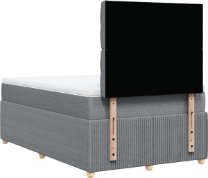 vidaXL Łóżko kontynentalne z materacem, jasnoszare, tkanina 120x200 cm 6