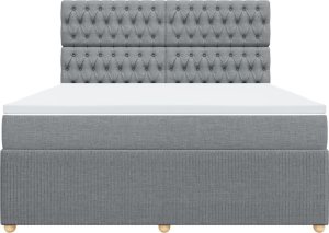 vidaXL Łóżko kontynentalne z materacem, jasnoszare, tkanina, 180x200cm 4