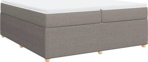 vidaXL Łóżko kontynentalne z materacem, taupe, tkanina, 200x200 cm 2