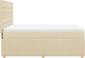 vidaXL Łóżko kontynentalne z materacem, kremowe, tkanina, 140x190 cm 5