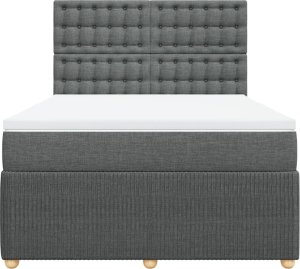 vidaXL Łóżko kontynentalne z materacem, ciemnoszara tkanina 140x190 cm 4