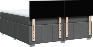 vidaXL vidaXL Łóżko kontynentalne z materacem, ciemnoszara tkanina 180x200 cm 8