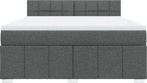 vidaXL Łóżko kontynentalne z materacem, ciemnoszara tkanina 180x200 cm 4
