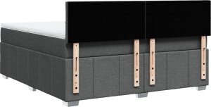 vidaXL Łóżko kontynentalne z materacem, ciemnoszara tkanina 180x200 cm 6